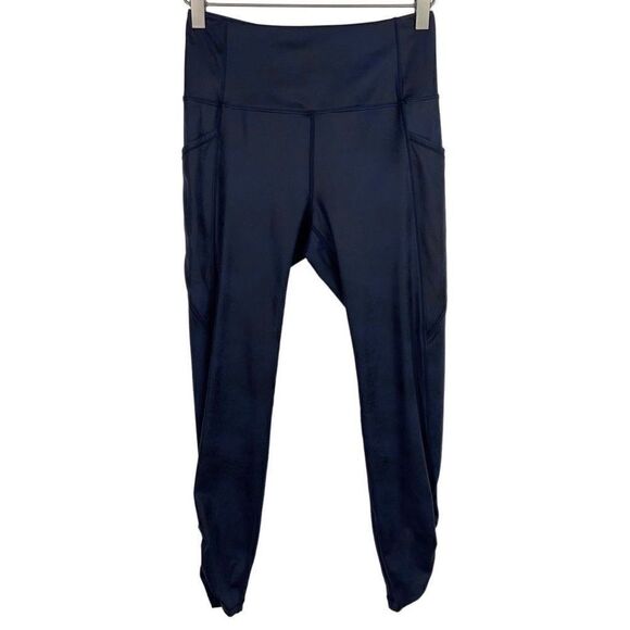 Zyia Active Distressed Blue Ankle Cinch Hi Rise 7/8 24 in Leggings 4 - Picture 2 of 5